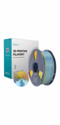 Filament Sunlu PLA+ Silk ve čtyřech barvách (modrá–fialová–oranžová–žlutá)