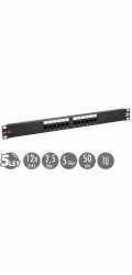 19" patch panel Solarix 12 x RJ45 CAT5E UTP 150 MHz černý 1U SX12-5E-UTP-BK