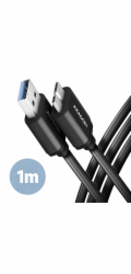 AXAGON BUMM3-AM10AB, SPEED kabel Micro-B USB <-> USB-A, 1m, USB 3.2 Gen 1, 3A, ALU, tpe, černý