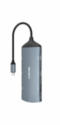 CANYON replikátor portů DS-15 8v1, 1xUSB-C PD 100W, 1xHDMI (4K), VGA, 2xUSB-A 3.0, 1xUSB-A 2.0 RJ45 Gb, 3.5mm jack, SD/m