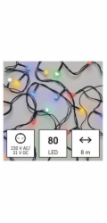 LED vánoční cherry řetěz – kuličky, 8 m, venkovní i vnitřní, multicolor, časovač
