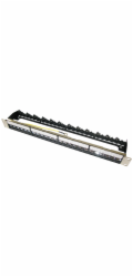 XtendLan PP19-24N-N XtendLan Patch panel 19", 24 portů, neosazený, stíněný, černý, ,CAT5e,6,6A,7, vyvazovák