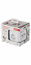Prodlužovací kabel - kostka 1,9m / 4 zásuvky / bílý / PVC / s USB / 1 mm2