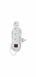Prodlužovací kabel 5 m / 4 zásuvky / s vypínačem / bílý / PVC / 1,5 mm2