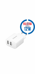 INTENSO W24AA, 2x USB A, Nabíjačka, 12W, biela