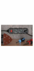 Prodlužovací kabel 5 m / 4 zásuvky / s vypínačem / černý / PVC / 1,5 mm2