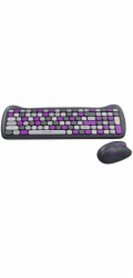CANYON Kitty edice HSET-W6, bezdrátový SET CS klávesnice + optická myš + ochranné pouzdro + podložka, šedofialová