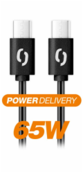 Datový kabel ALIGATOR POWER 65W, USB-C/USB-C 3A 0,5m, černý