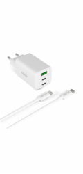 Epico UltraBoost EA40 65W GaN Wall Charger Bundle with USB-C to USB-C 1.2m Cable - bílá