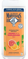 NoName LE PETIT MARSEILLAIS Sprchový a koupelový gel Bio* Grapefruit a Bio* Pomeranč 650 ml