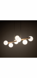 TKKRYWULT Závěsná lampa TK Lighting Estera 5905 7x6W G9 dřevěná/bílá