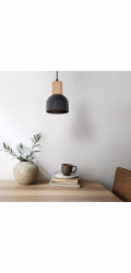 TKKRYWULT Závěsná lampa TK Lighting Cairo 4894 1x15W E27 černá/dřevěná