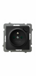 Schneider Electric Jednoduchá zásuvka s uzemněním Ospel As GP-1GZPUSB/m/33 s ochranou proudové cesty, s USB nabíječkou, černá metalická