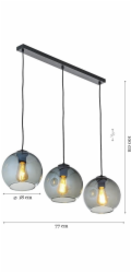 NoName Závěsná lampa TK Lighting Cubus 2818 3x15W E27 černá/zrcadlová grafitová