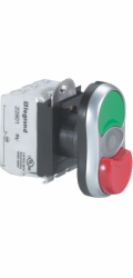 Legrand Dvojité ovládací tlačítko 22mm červené/zelené 1NO 1NC s okamžitým návratem s podsvícením (023767)