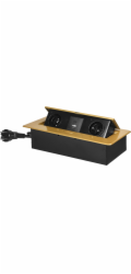 Orno Zásuvky Furniture zapuštěné do desky stolu s plochým frézovaným okrajem, USB nabíječka a 1,5m kabel, 2x2P+Z, 2xUSB (typ A+C; 3,6A), zlaté