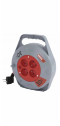 Emos Prodlužovací kabel P19410N na cívce 10 m, 4 zásuvky PVC 230 V 10 A 1 mm2, IP20, červená/černá