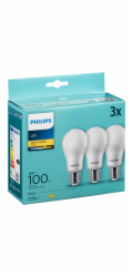 Philips LED Lamp E27 3-Pack 100W 2700K