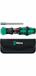 Wera Kraftform Kompakt 28 RA mit Tasche (schwarz/grün, 6-teilig, 1/4, mit Ratschenfunktion und Edelstahl-Bithalter)