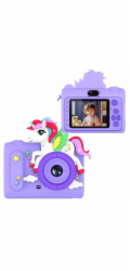 Xrec Digitální fotoaparát 40mp HD fotoaparát s objektivem pro selfie pro děti, MP3 hry / H05 / Fialový jednorožec