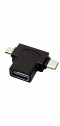 Adaptér USB3.0 female na dva konektory USB 3.1 C/male + micro USB B/male