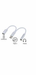 PremiumCord Převodník USB-C na audio konektor jack 3,5mm female + USB typ C konektor pro nabíjení