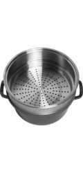 Staub La Cocotte 24cm round, with Steamer Insert, Black