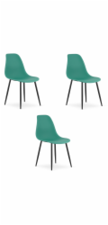 Leobert Skandinávská zelená židle WAT, 3 ks, černé nohy, do kuchyně nebo kanceláře