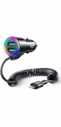 Nabíječka do auta Joyroom JR-CL25, 2x USB + kabel Lightning (černá)