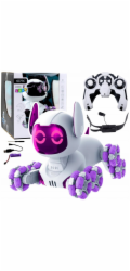 LeanToys Robotický pes TOOBY na dálkové ovládání, RC, 360° světla, zvuky, bílá a fialová