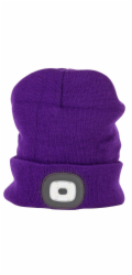 Čepice s čelovkou LED fialová (USB nabíjení)
