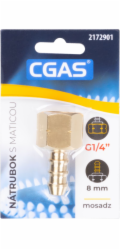 Nátrubok CGAS, na plyn, jednocestný, závit G G1/4  -LH, s maticou
