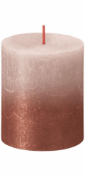 Sviečka Bolsius Rustic, valcová, Vianoce, Sunset Misty Pink+ Amber, 80/68 mm