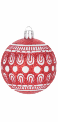 MagicHome Vánoční koule, 6 ks, bílé s třpytivou ozdobou, matné, s dekorem, na vánoční stromek, 8 cm