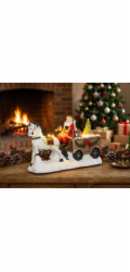 MagicHome Vánoční dekorace, Santa s koněm, LED, 3xAA, interiér