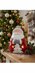 Dekorace MagicHome Vánoce, Santa, LED, terakota, 8,5x8,2x12,5 cm