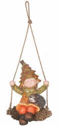 Dekorace MagicHome Příroda, Dívka sedící na koblize, keramika, 33x26x43 cm