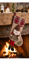 MagicHome Vánoční dekorace, Santa ponožka, 50 cm