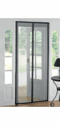 Síť Strend Pro, 220x120 cm, síť proti hmyzu a komárům, na balkonové dveře, 9x magnet, černá