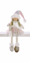 MagicHome Vánoční dekorace, Holčička v růžové sukni, sedící, 33 cm