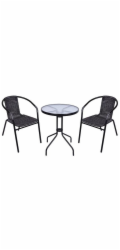 Set balkónový ALESIA, černý/antracit, stůl 70x60 cm, 2x židle 52x55x73 cm, ocel