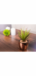 Sukulent MagicHome S34041, 19 cm, květináč- cement, zlatý, umělý