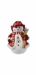 MagicHome Vánoční dekorace, Sněhulák s lyžemi, 30 cm