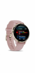 Garmin Venu® 3S, Nerezová luneta Soft Gold, pouzdro Dust Rose, silikonový řemínek