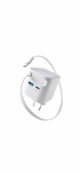 INTENSO W65ACIC GaN, USB-A/C, Nabíjačka, 65W, biel