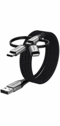 Vention CQJHF kabel k mobilnímu telefonu Šedá 1 m USB A Lightning + micro-USB B + USB C