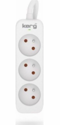 Kerg KERG prodlužovací kabel bez vypínače-3 zásuvky-bílo-šedá-1,5m-16A-H05VV-F-3x1,5mm2