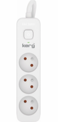 Kerg Prodlužovací kabel KERG s vypínačem - 3 zásuvky - bílo-šedý - 3 m - 16 A - H05VV-F - 3x1,5 mm2
