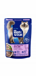 OPTIVITAL Tasty shreds in gravy with lamb - mokré krmivo pro kočky - 85g