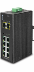 Planet IGS-10020MT, 8X 1000BASE-T, 2X SFP, DIN, IP30, -40 AŽ 75°C, WEB/SNMPV3, VLAN, IGMPV3, ESD+EFT, IPV6